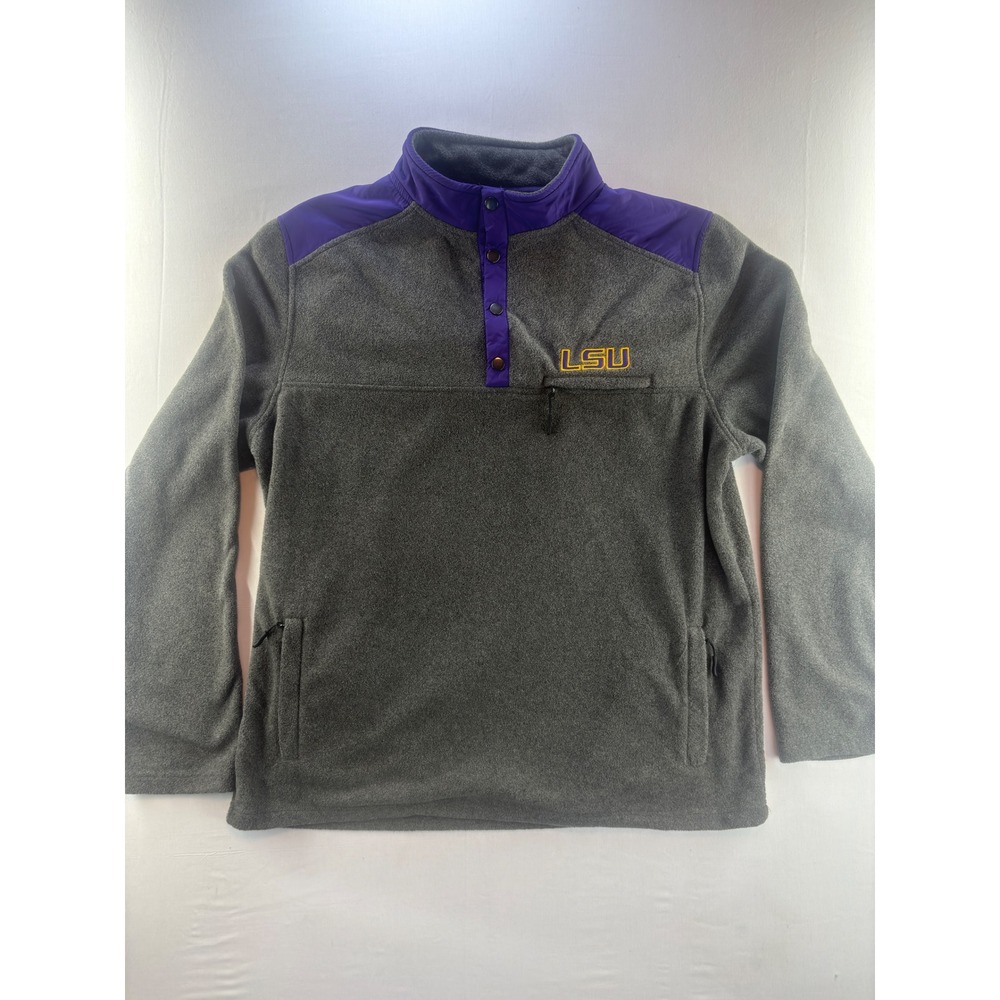 Colosseum LSU Tigers Mens XXL Fleece Quarter Snap Pullover Gray Purple Jacket